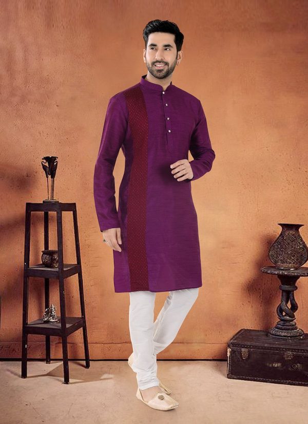 Purple Silk Kurta Pyjama