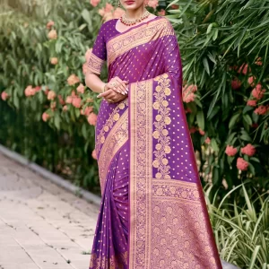 Purple Silk Weaving Work Casual Saree