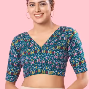 Rama Cotton Print Work Designer Blouse