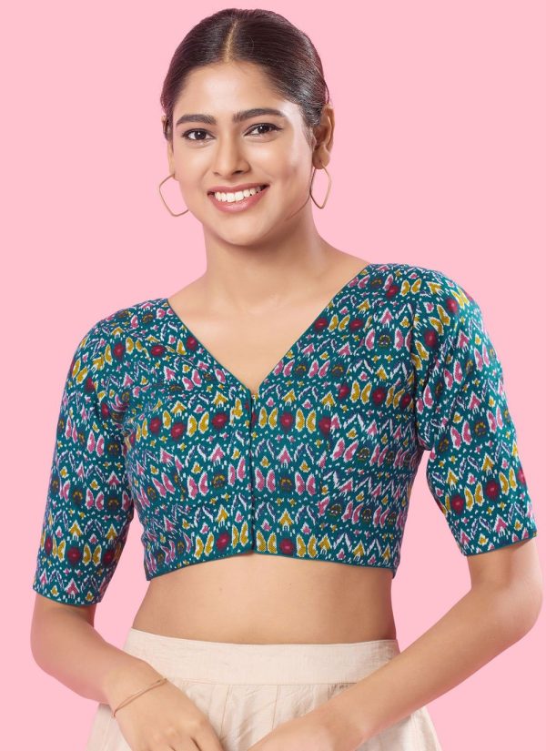 Rama Cotton Print Work Designer Blouse