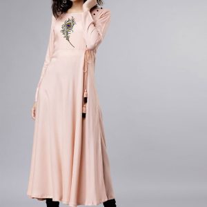 Rayon Fancy Party Wear Kurti in Pink
