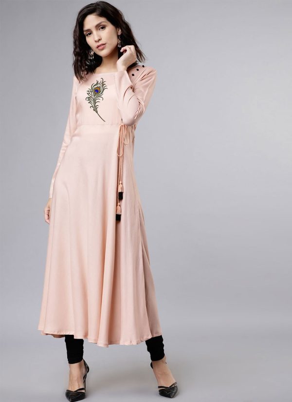 Rayon Fancy Party Wear Kurti in Pink