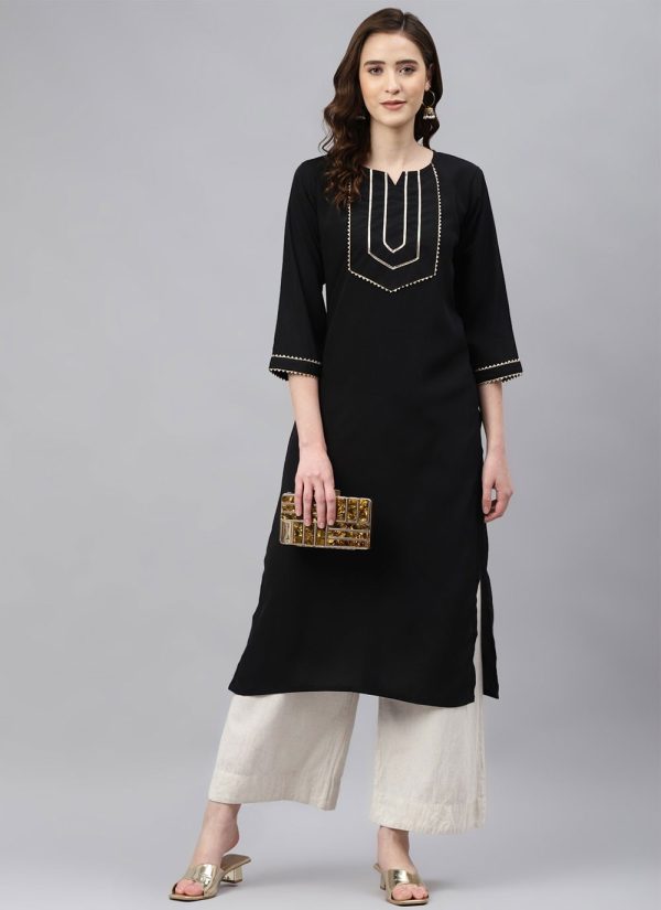Rayon Plain Designer Kurti
