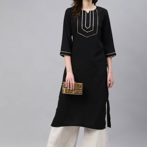 Rayon Plain Designer Kurti