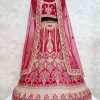 Red Embroidered Work Velvet Lehenga Choli