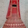 Red Velvet Embroidered Work Lehenga Choli for Bridal