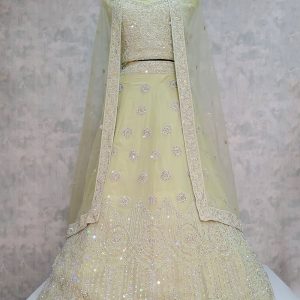 Sea Green Georgette Embroidered Work Lehenga Choli for Mehndi