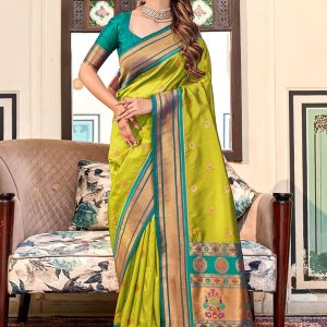 Sea Green Paithni Contemporary Sari with Woven Work