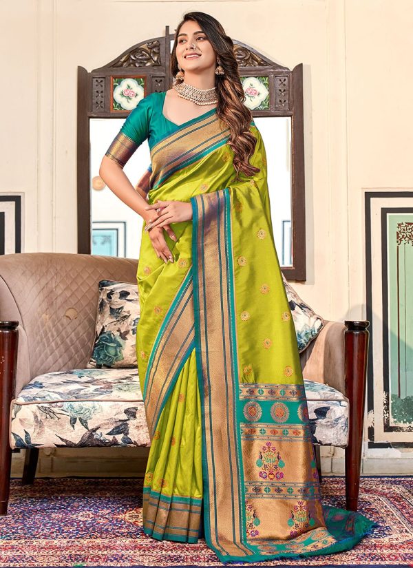 Sea Green Paithni Contemporary Sari with Woven Work
