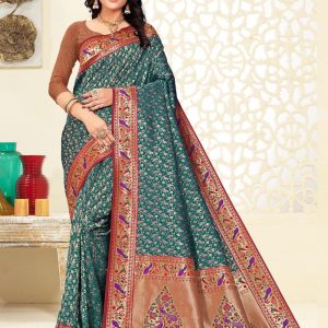 Sea Green Paithni Designer Sari with Naylon Jari Work