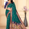 Sea Green Paithni Naylon Jari Work Designer Saree