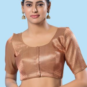 Shimmer Designer Blouse In Rust