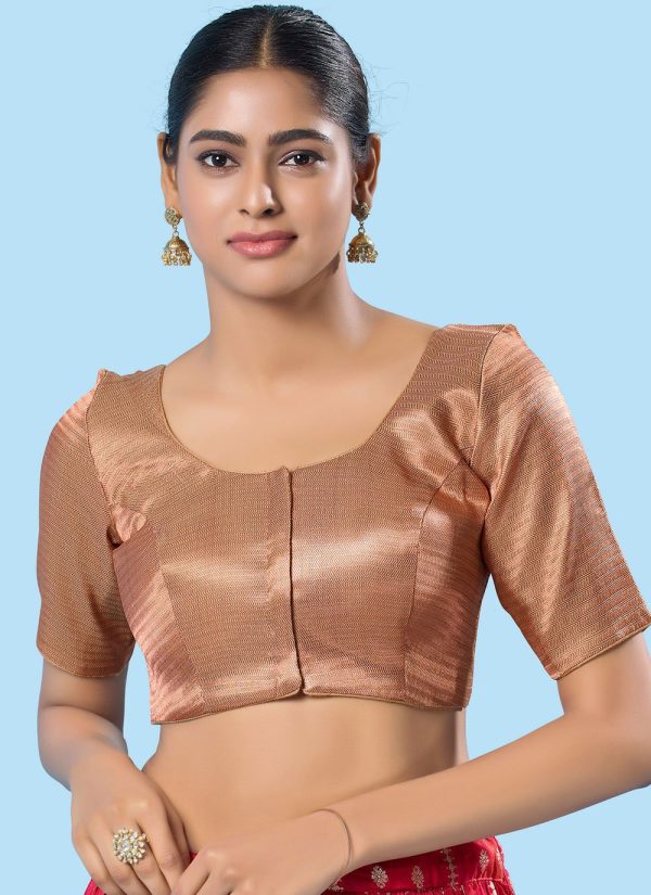 Shimmer Designer Blouse In Rust
