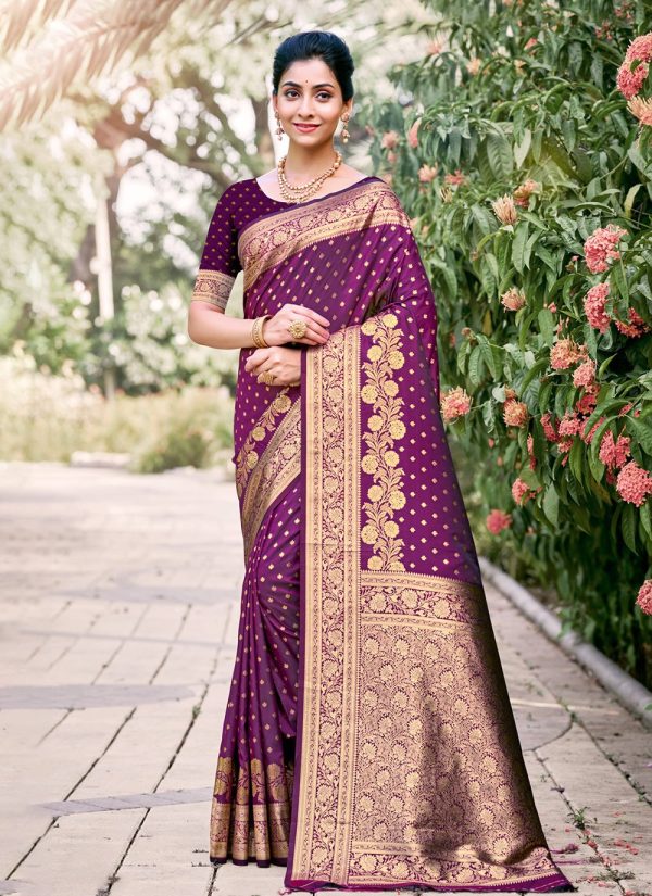 Silk Classic Saree In Wine