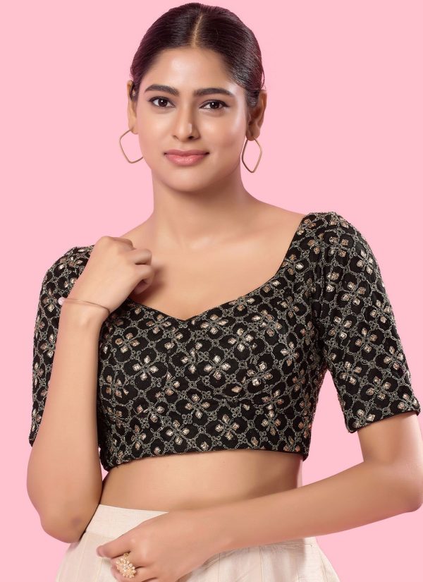Silk Designer Blouse In Black