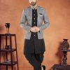 Silk Sherwani Mens Wear In Black