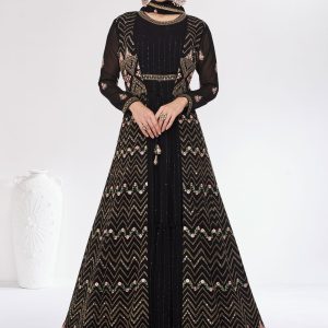 Sterling Black Chinon  Designer Gown