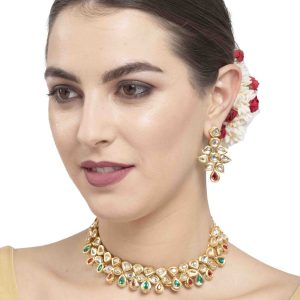 Stone Work Gold Necklace Set