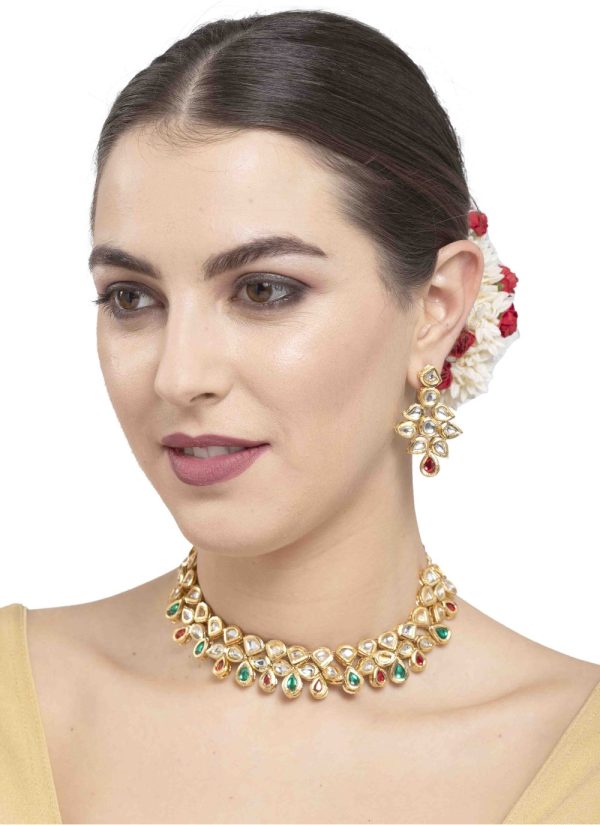 Stone Work Gold Necklace Set