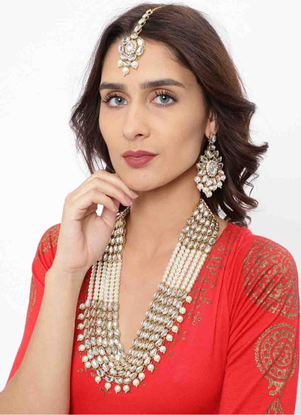 Stone Work Gold Necklace Set