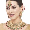 Stone Work Necklace Set in Gold