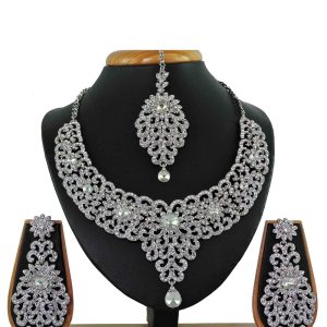 Stone Work White Necklace Set