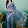 Teal Khadi Classic Sari with Jacquard Work