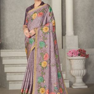 Tussar Silk Trendy Saree In Lavender