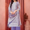 Violet Cotton Print Work Salwar Suit for Ceremonial
