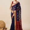 Weaving Work Cotton Silk Trendy Saree In Blue for Ceremonial