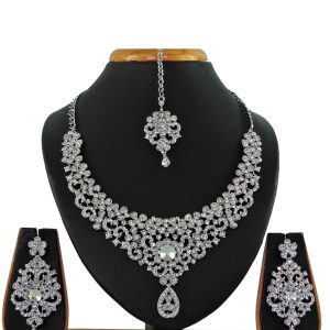 White Engagement Necklace Set