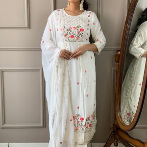 White Rayon Salwar Suit