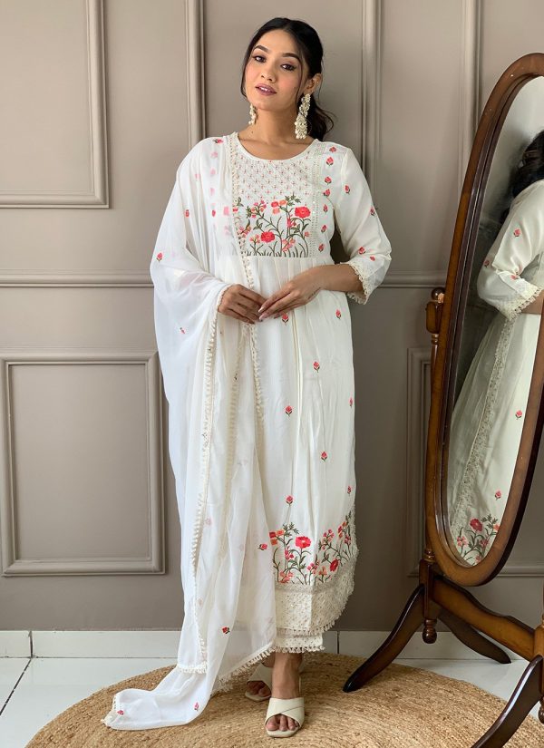 White Rayon Salwar Suit