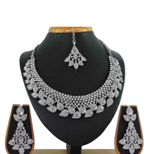 White Stone Work Necklace Set