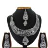 White Stone Work Party Necklace Set