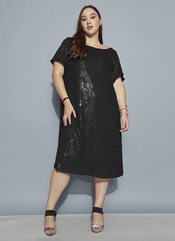 Winsome Black Lycra Designer Kurti with Sequins Work