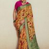 Yellow Brasso Weaving Work Designer Saree for Ceremonial