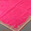Vibrant Hot Pink Zardozi Work Dupatta with intricate zardozi embroidery and a Mughal-inspired border. Perfect for weddings and festive occasions. A blend of luxury and traditional elegance.