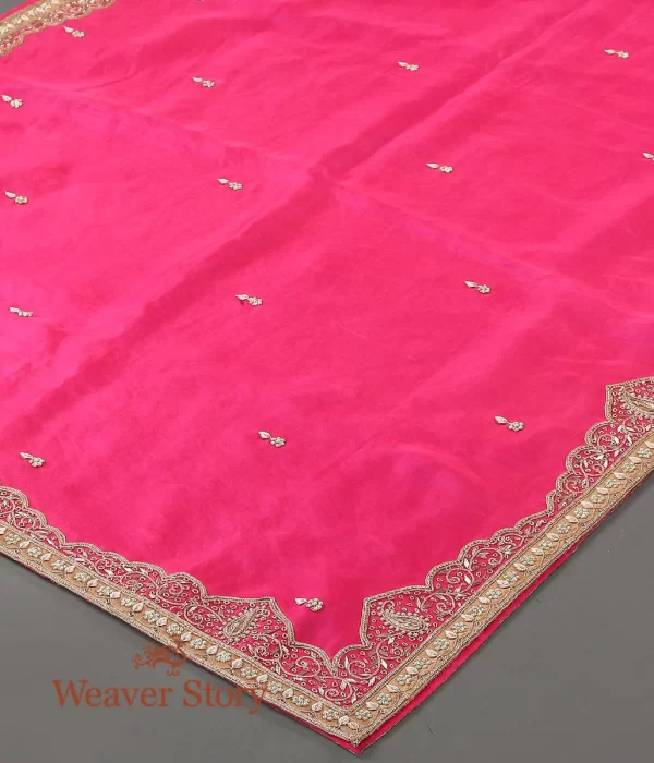 Hot Pink Zardozi Work Dupatta with Mughal Border couturecraze