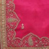 Vibrant Hot Pink Zardozi Work Dupatta with intricate zardozi embroidery and a Mughal-inspired border. Perfect for weddings and festive occasions. A blend of luxury and traditional elegance.