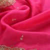 Vibrant Hot Pink Zardozi Work Dupatta with intricate zardozi embroidery and a Mughal-inspired border. Perfect for weddings and festive occasions. A blend of luxury and traditional elegance.
