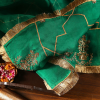 Verdian Green Handloom Organza Dupatta with Hand Embroidered Gota & Zardozi Work with couturecraze. Handmade in India. Elegant traditional attire, priced at ₹15,999. Perfect for festive occasions.