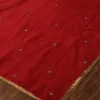 Red Handloom Organza Dupatta with Hand Embroidered Zardozi Motifs and HandCrafted couturecraze