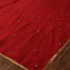 Elegant Red Handloom Organza Dupatta with intricate zardozi hand embroidery by CoutureCraze. Perfect for festive and wedding occasions. A luxurious blend of tradition and beauty.