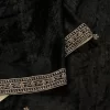Discover the elegance of our Black Velvet Dupatta featuring intricate zardozi hand-embroidered borders by CoutureCraze. A luxurious addition to your festive wardrobe.