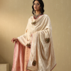 Off-White Hand Embroidered Zardozi Silk Velvet Doshala With Contrast Chanderi Tissue Border couturecraze