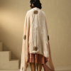 Off-White Hand Embroidered Zardozi Silk Velvet Doshala With Contrast Chanderi Tissue Border couturecraze