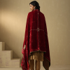 Red And Maroon Hand Embroidered Zardozi Silk Velvet Doshala couturecraze