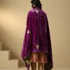 Elegant Purple Mauve Velvet Doshala with zardozi embroidery and contrast Chanderi tissue border. Perfect for festive occasions and weddings, blending tradition with sophistication.
