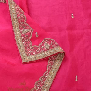 Hot Pink Zardozi Work Dupatta with Mughal Border couturecraze